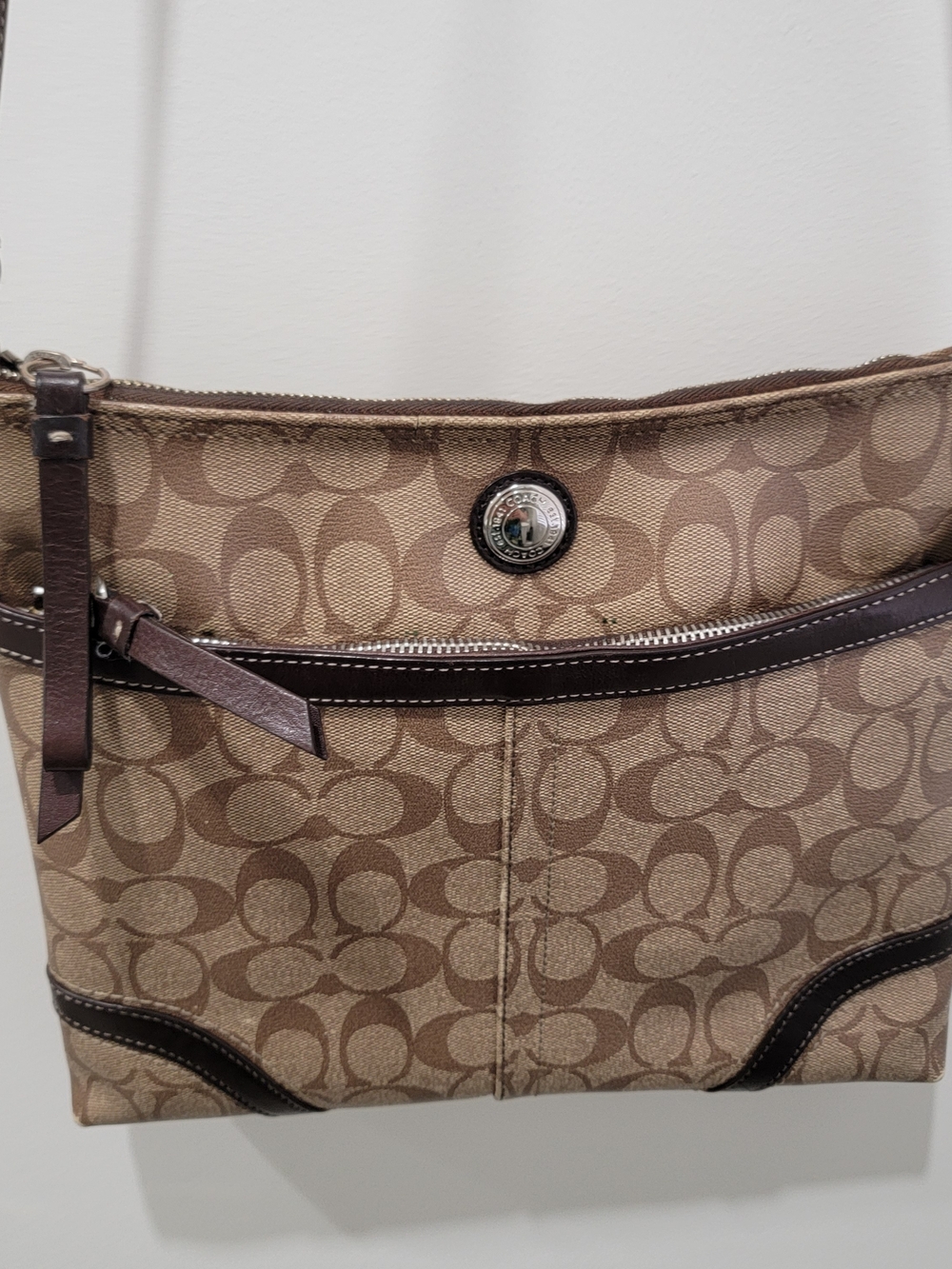 Coach Signature Canvas Brown Crossbody Shoulder Bag